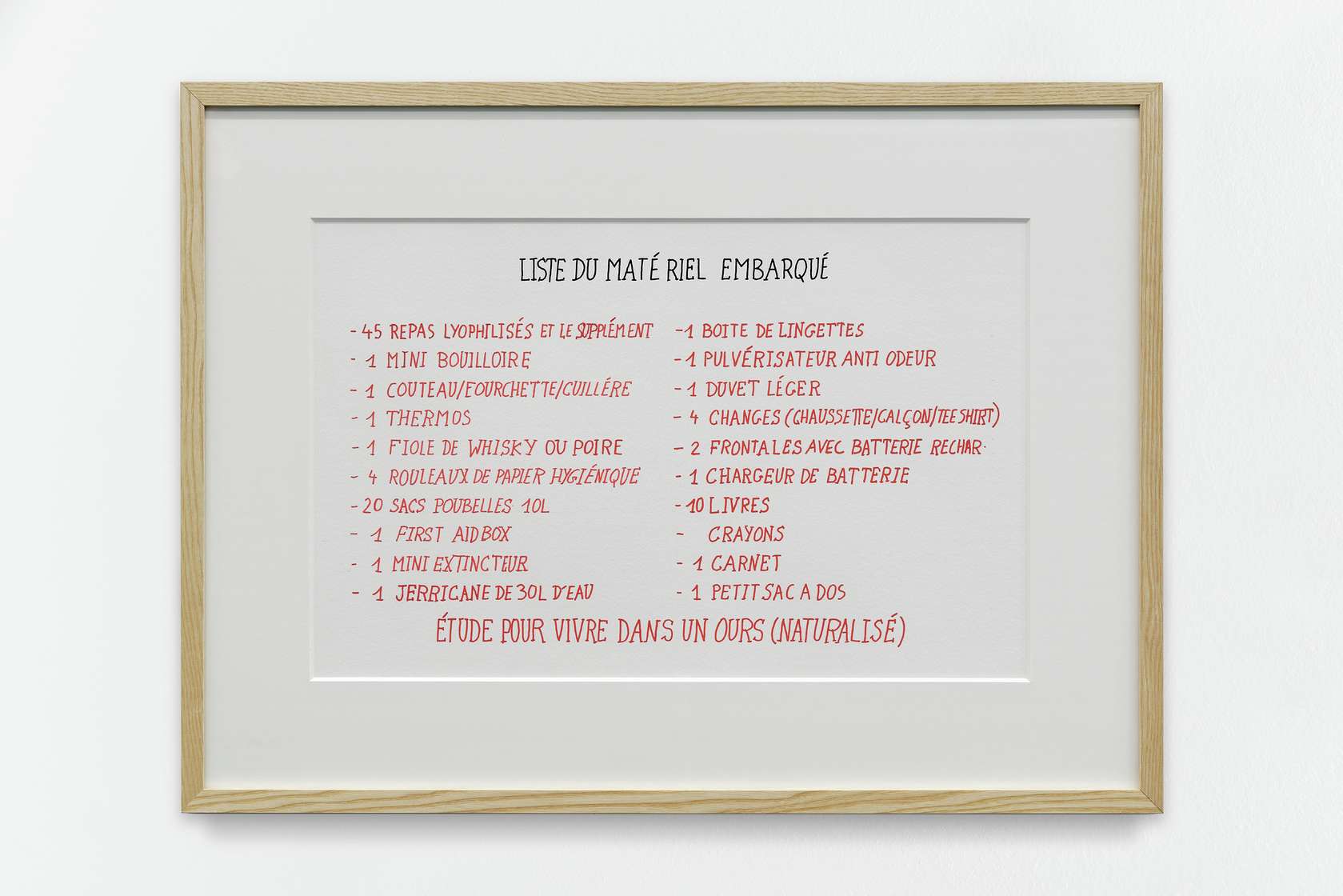 Abraham Poincheval, Etude pour vivre dans un ours (naturalisé), 2014 Crayon et aquarelle sur papier50 × 67 cm / 19 5/8 × 26 3/8 in.