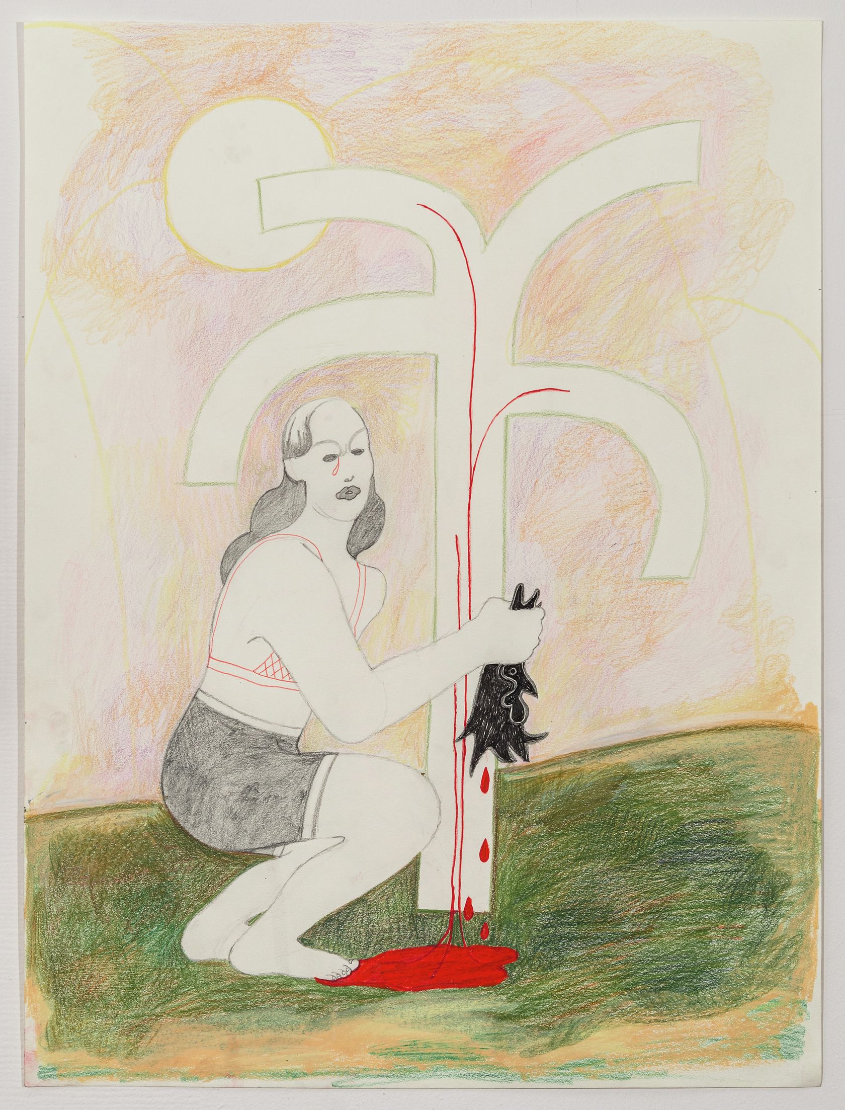 Amy Bravo, Bloodroot, 2023 Graphite, pastel, encre et crayon de couleur61 × 46 cm / 24 × 18 in. | 70 × 55 × 3 cm / 27 1/2 × 21 5/8 × 1 1/8 in. (encadré/framed)