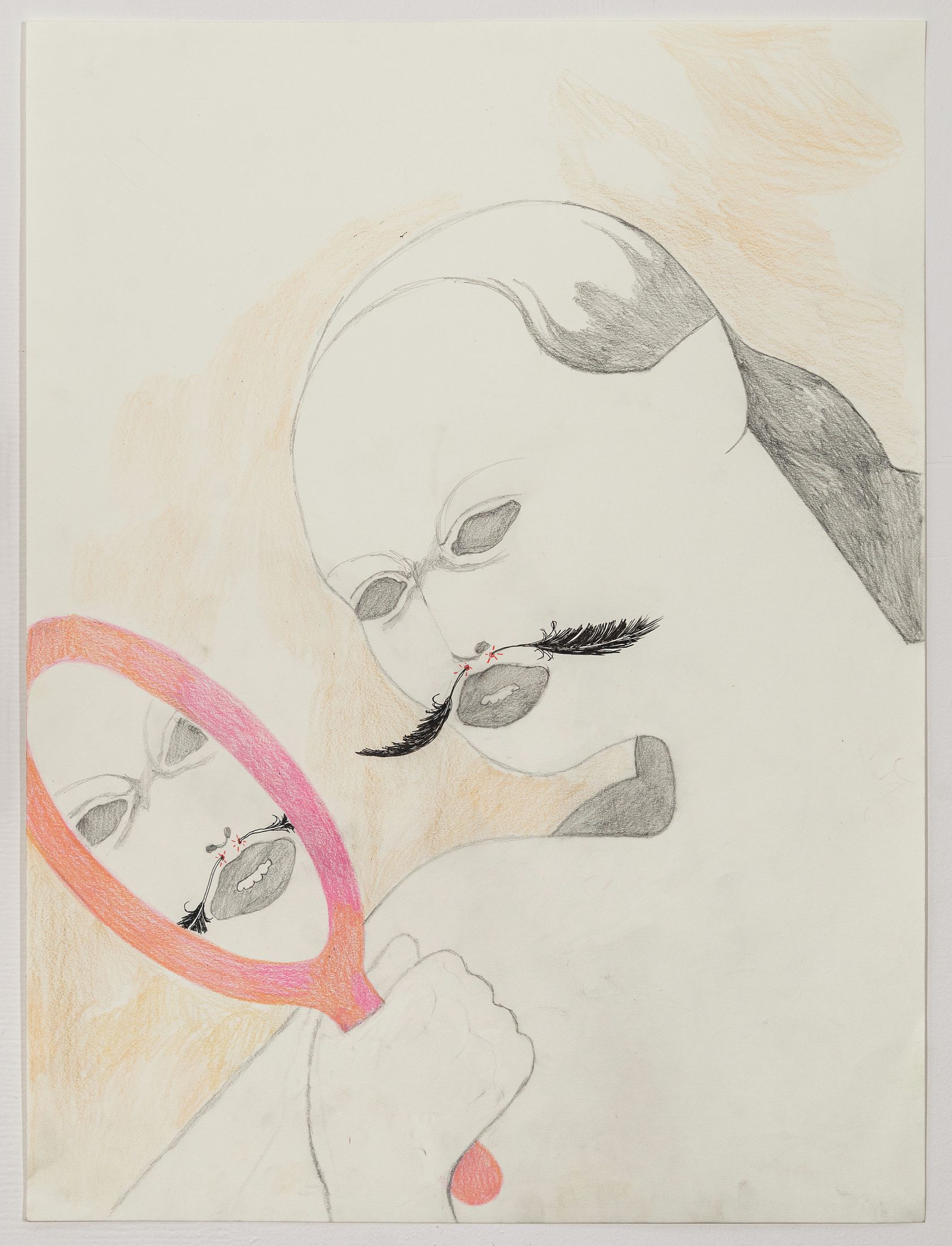 Amy Bravo, Narcissus (The Cock), 2023 Graphite, pastel, encre et crayon de couleur61 × 46 cm / 24 × 18 in. | 70 × 55 × 3 cm / 27 1/2 × 21 5/8 × 1 1/8 in. (encadré/framed)