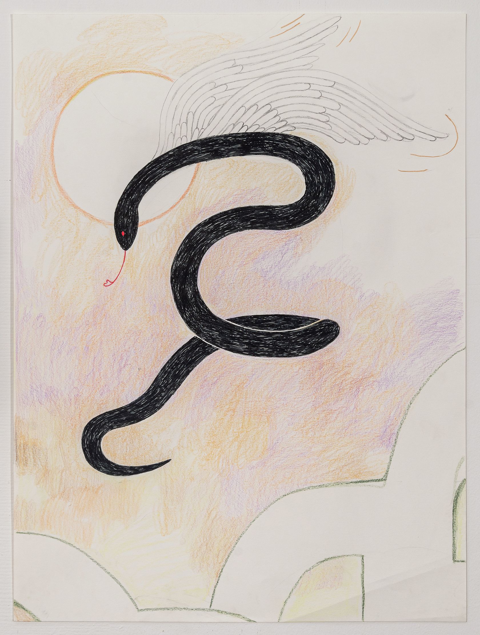 Amy Bravo, Medusina, 2023 Graphite, pastel, encre et crayon de couleur61 × 46 cm / 24 × 18 in. | 70 × 55 × 3 cm / 27 1/2 × 21 5/8 × 1 1/8 in. (encadré/framed)