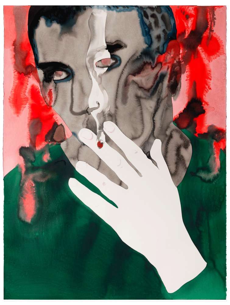 Françoise Pétrovitch, Fumeur, 2019 Lavis d'encre sur papier160 × 120 cm / 63  × 47 2/8 in.