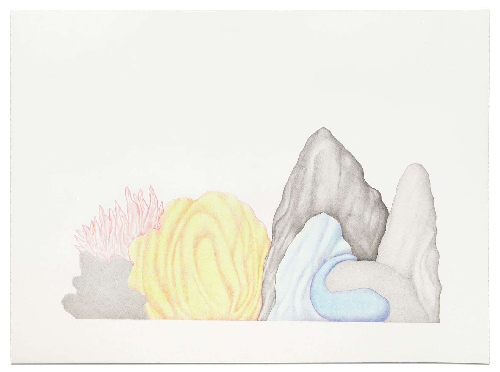 Guillaume Dégé, Sans titre, 2011 Crayon de couleur sur papier48 × 65 cm / 18 7/8 × 25 5/8 in. | 68 × 83 × 2.5 cm / 26 6/8 × 32 5/8 × 1  in. (encadré/framed)