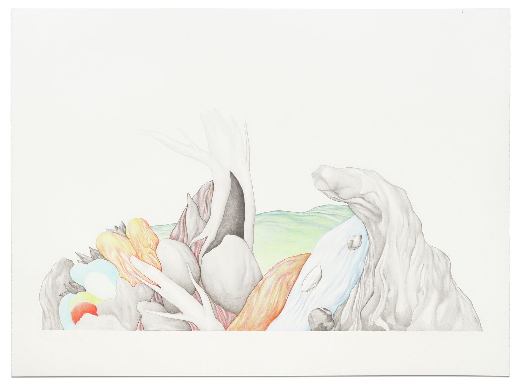 Guillaume Dégé, Sans titre, 2011 Crayon de couleur sur papier48 × 65 cm / 18 7/8 × 25 5/8 in. | 68 × 83 × 2.5 cm / 26 6/8 × 32 5/8 × 1  in. (encadré/framed)