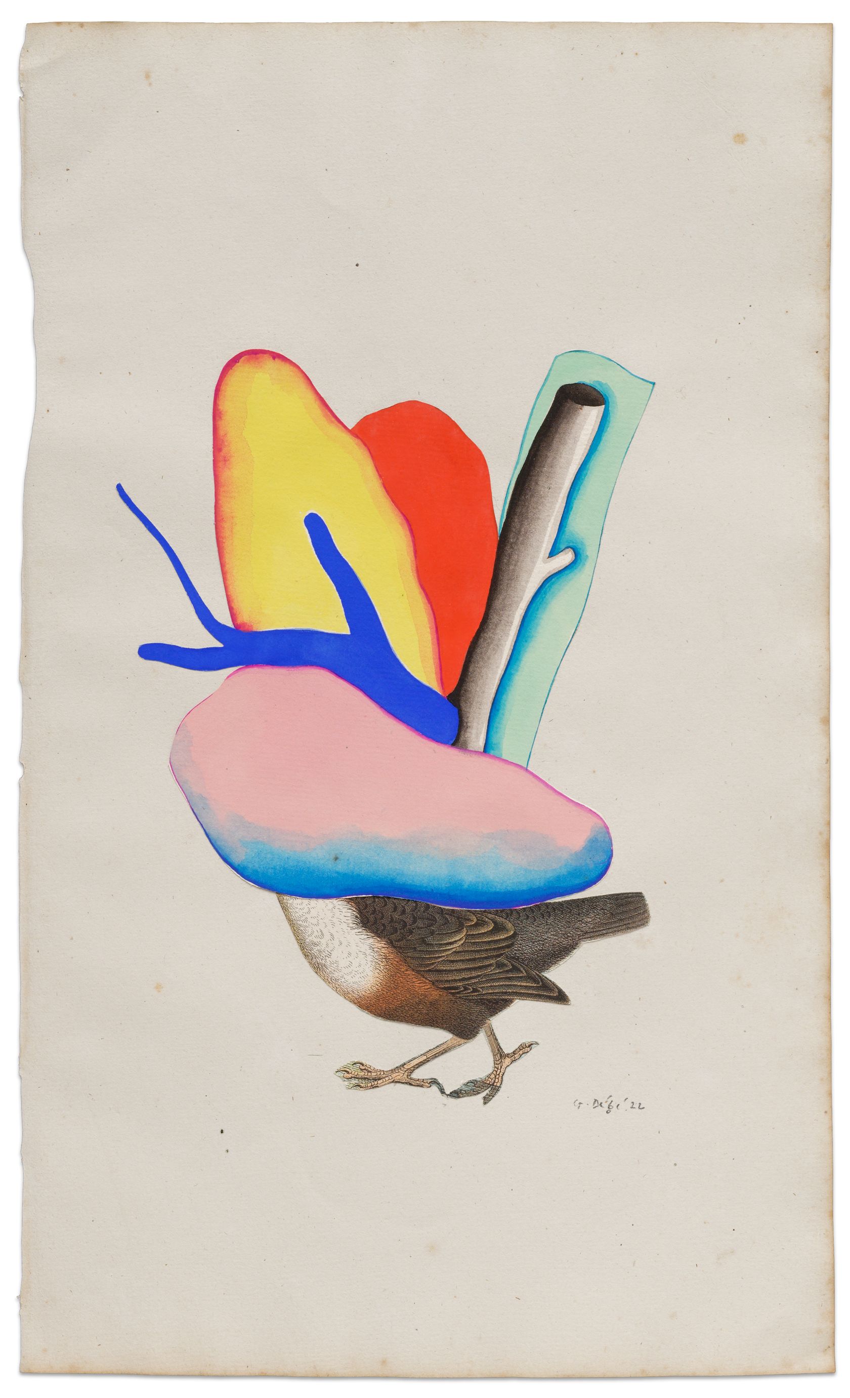 Guillaume Dégé, Sans titre, 2022 Gouache et collage sur papier XVIIIe33.7 × 20 cm / 13 2/8 × 7 7/8 in. | 51.5 × 38 × 2.5 cm / 20 2/8 × 15  × 1  in. (encadré/framed)
