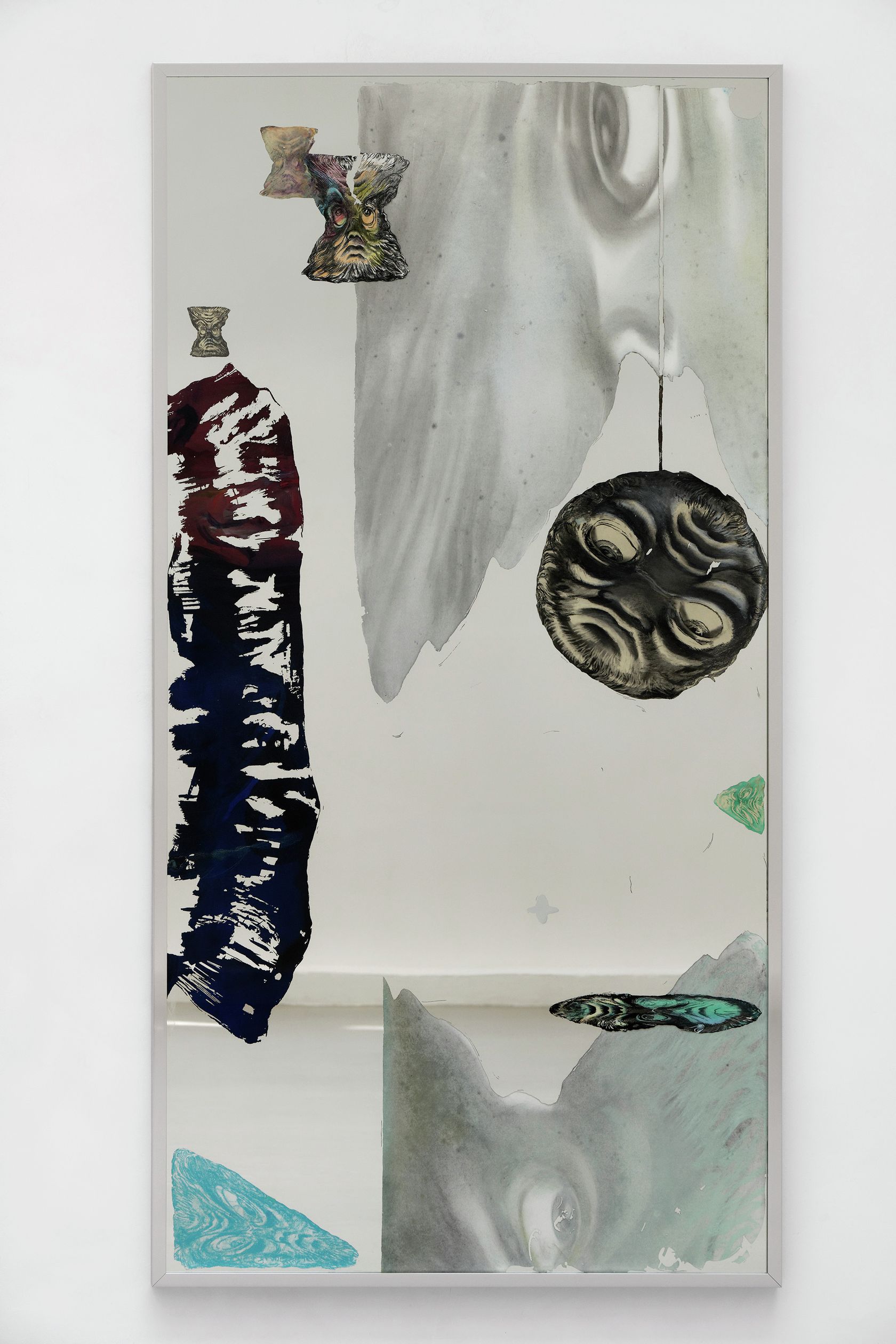 Julien Tiberi, Les barbus de l'espace, 2021 Miroir215 × 109 cm / 84 5/8 × 42 7/8 in. | 219 × 112.5 × 4.5 cm / 86 2/8 × 44 2/8 × 1 6/8 in. (encadré/framed)