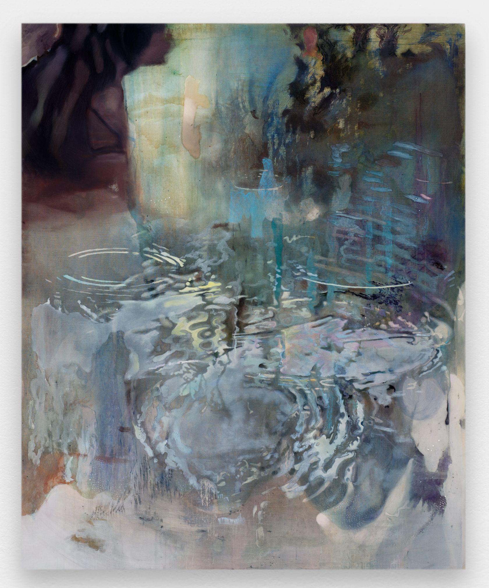 Julien Tiberi, The candlelight pond of Whisper, 2022 Technique mixte sur toile160 × 130 cm / 63  × 51 1/8 in.