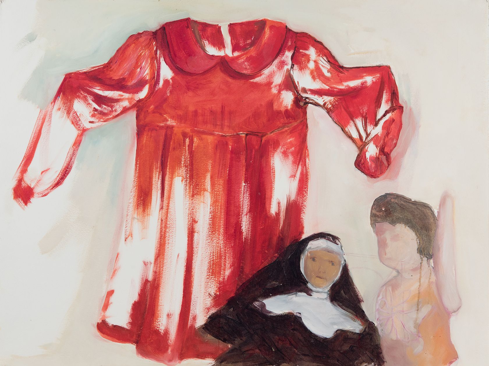 Philemona Williamson, Flying Red Dress, 2018 Huile sur papier56 × 76 cm / 22 × 30 in. | 64 × 84 × 4 cm / 25 2/8 × 33 1/8 × 1 5/8 in. (encadré/framed)
