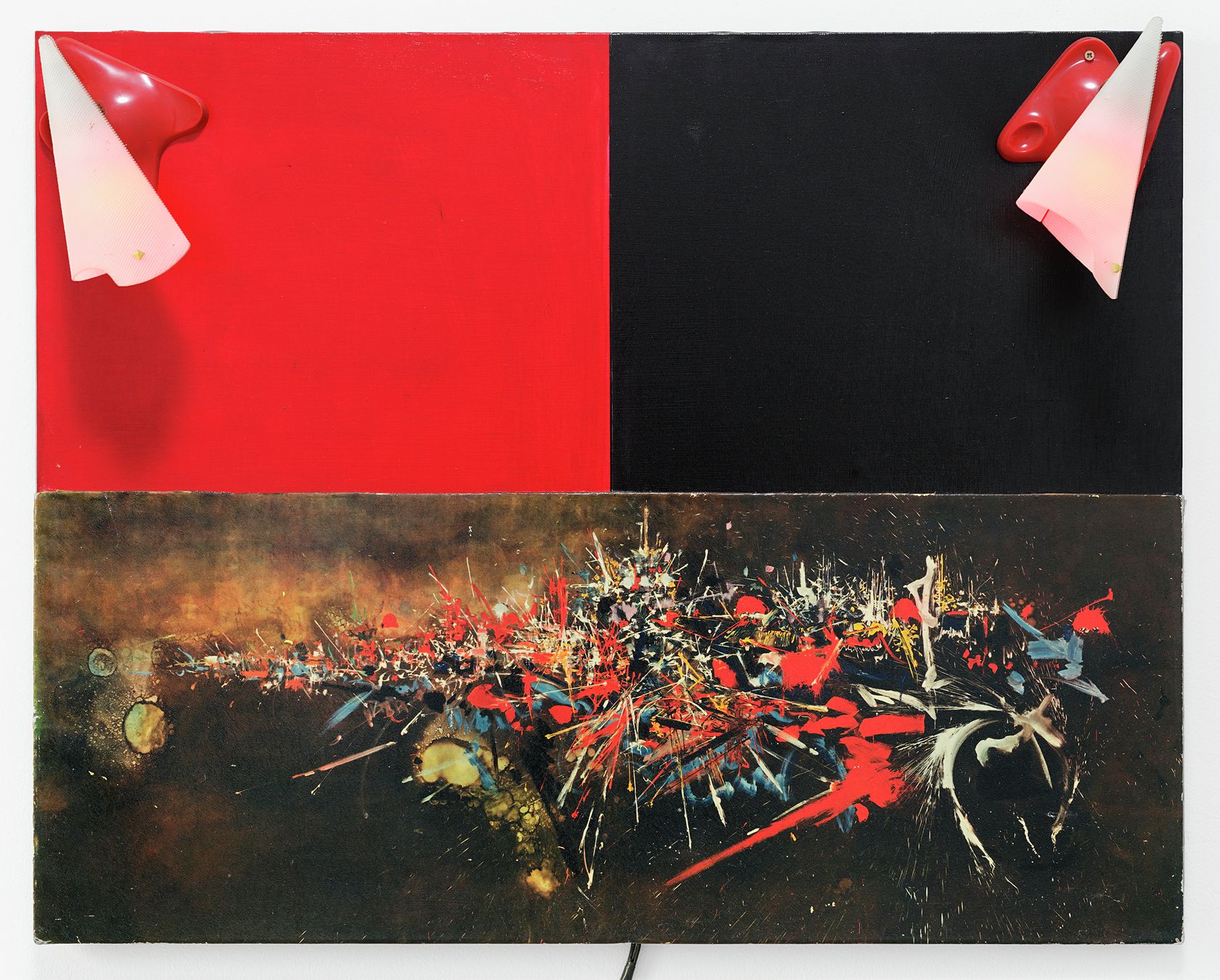 Présence Panchounette, Mathieu vu, 1980 Reproduction et acrylique sur toile, appliques73 × 92 × 24 cm / 28 6/8 × 36 2/8 × 9 1/2 in.