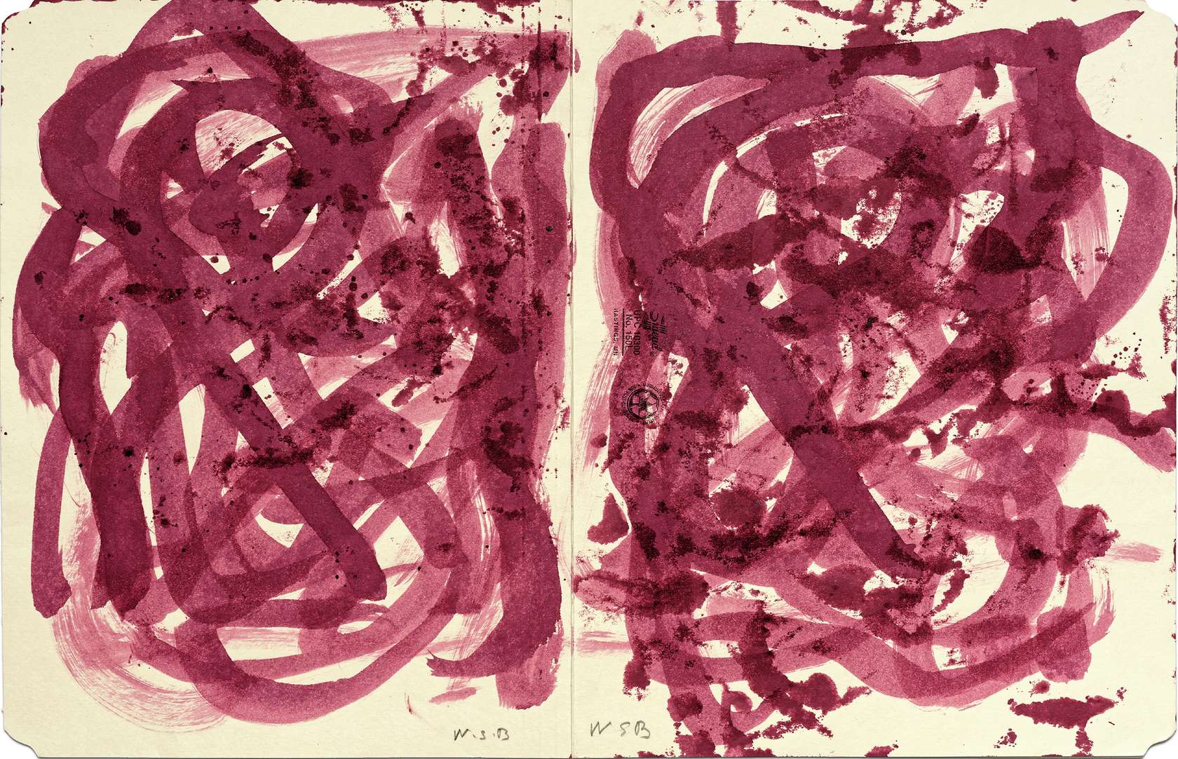 William S. Burroughs, Untitled, 1992 Encre sur chemise cartonnée30 × 46.5 cm / 11 6/8 × 18 2/8 in. | 42 × 59 × 2 cm / 16 1/2 × 23 2/8 × 6/8 in. (encadré/framed)