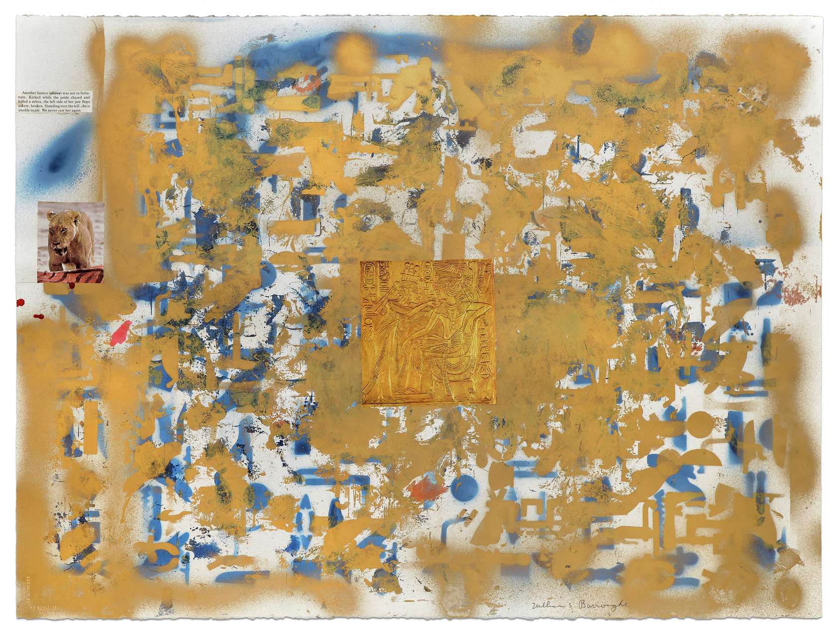William S. Burroughs, End of the Line, 1987 Peinture aérosol et collage sur papier56 × 76 cm / 22  × 29 7/8 in. | 76.5 × 95.5 cm / 30 1/8 × 37 5/8 in. (encadré/framed)