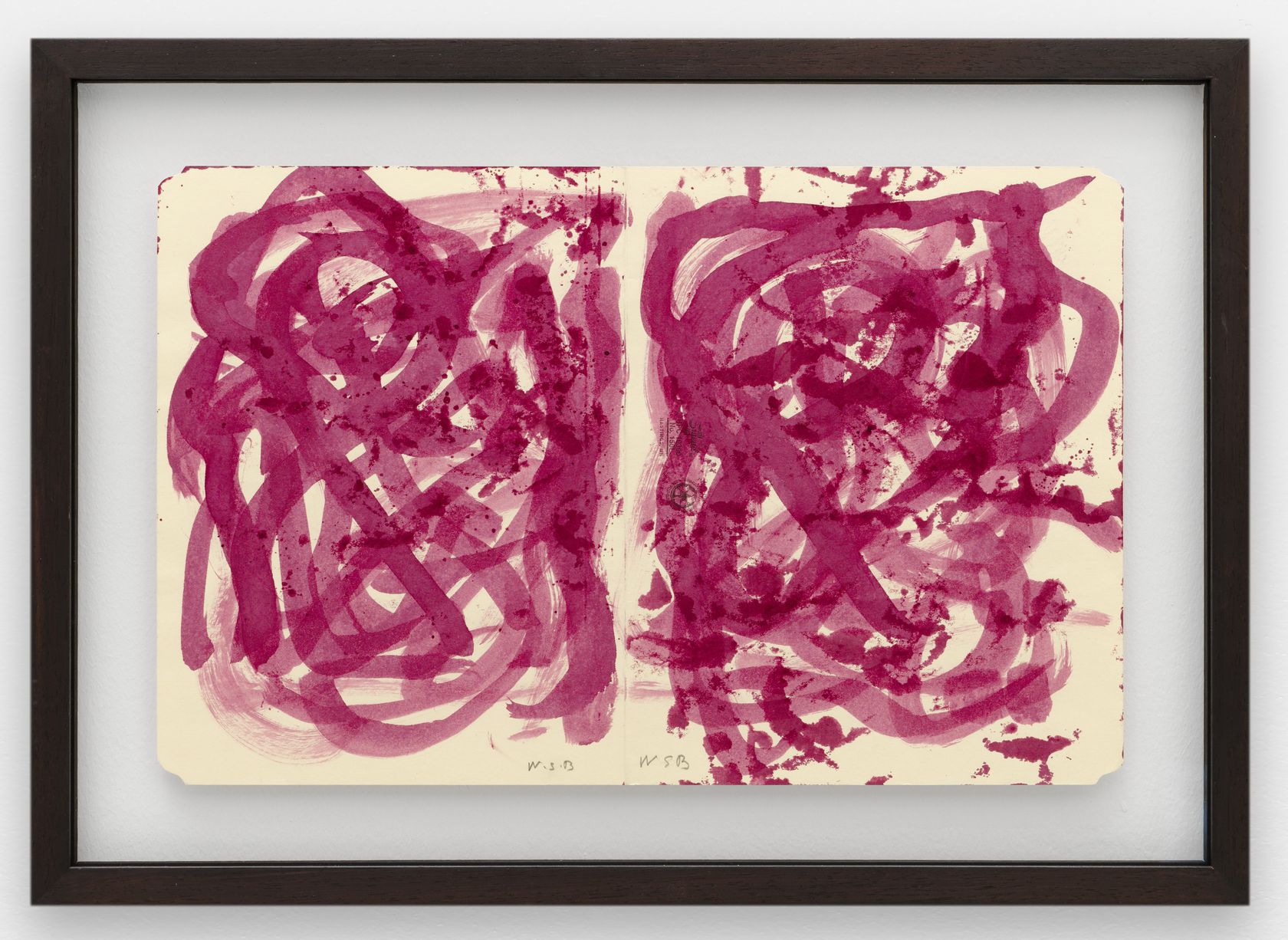 William S. Burroughs, Untitled, 1992 Encre sur chemise cartonnée30 × 46.5 cm / 11 6/8 × 18 2/8 in. | 42 × 59 × 2 cm / 16 1/2 × 23 2/8 × 6/8 in. (encadré/framed)